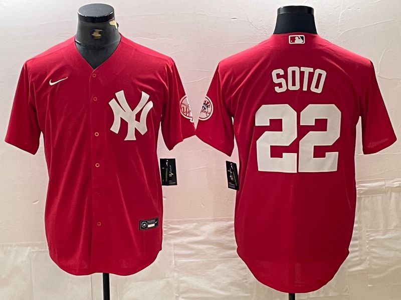 Men New York Yankees 22 Soto Red joint name Nike 2024 MLB Jersey style 1